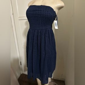 Strapless blue dress dark blue with cute outs on it Size 2